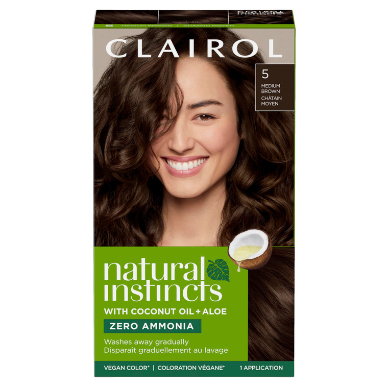 Clairol Natural Instincts Demi-Permanent Hair Dye, 5 Medium Brown Hair Color, Pack of 1