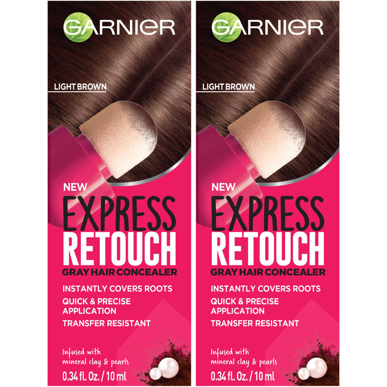 Garnier Hair Color Express retouch gray hair concealer With instant gray coverage, Brown, 0.68 Fl Oz