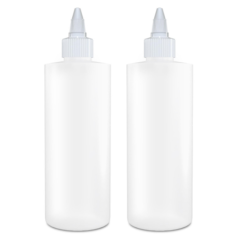 BRIGHTFROM Twist Top Applicator Bottles, Squeeze 8 OZ Empty Plastic Bottles, Refillable, Open/Close Nozzle - Hair Coloring/Multi Purpose (Pack of 2)