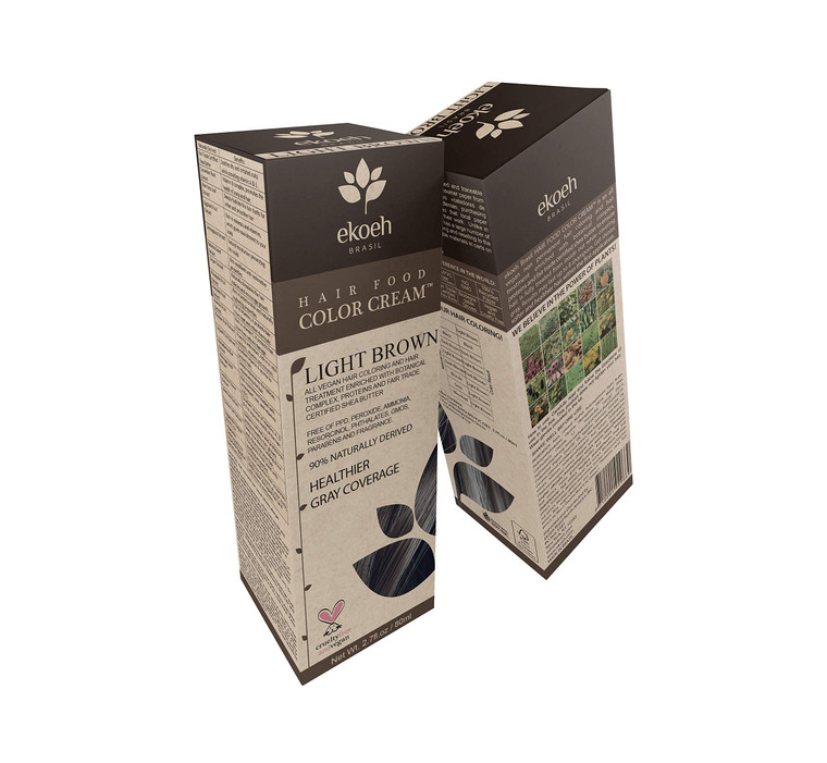 Hair Color EKOEH BRASIL Cream Light Brown, PPD FREE, VEGAN 2.7fl.oz