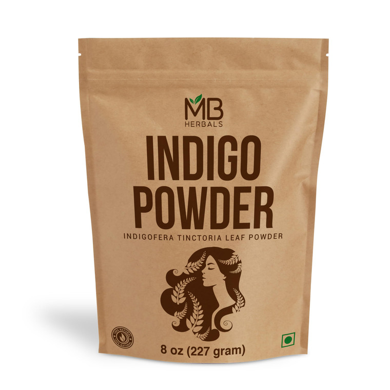 MB Herbals Indigo Powder 8 oz / 227 Gram (0.5 LB) | 100% Pure Organically Grown Indigo from Tamilnadu India | No Preservatives No Coloring Agents NAT