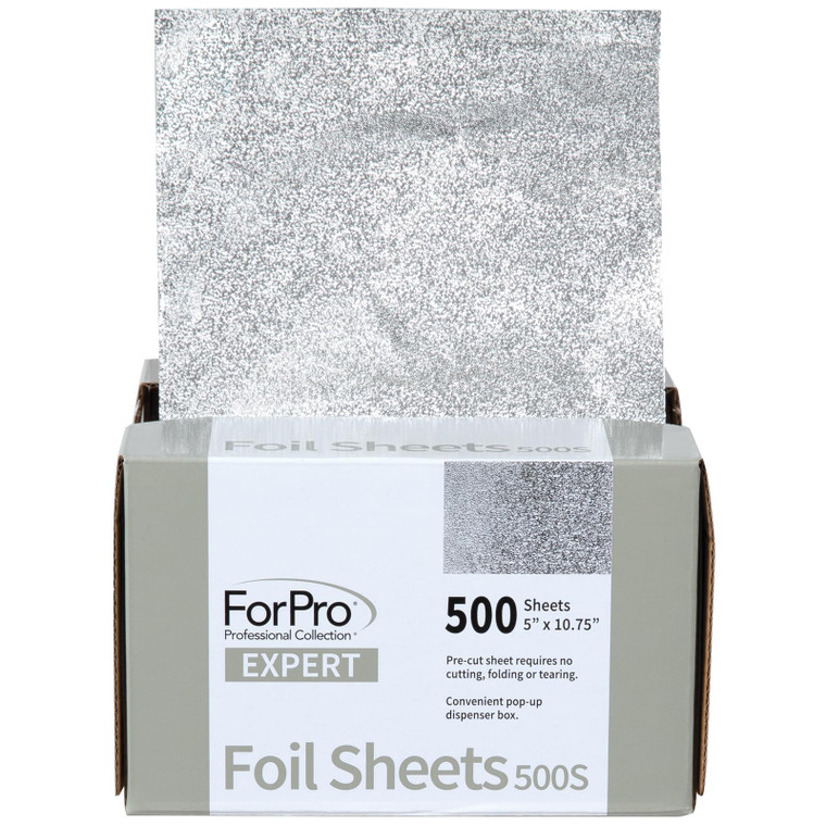 ForPro Professional Collection Expert Embossed Foil Sheets 500S, Aluminum Foil, Pop-Up Foil Dispenser, Hair Foils for Color Application and Highlight