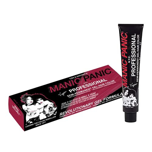 Manic Panic Professional Color Red Velvet - Bright Cherry Red Semi-Permanent Gel Hair Dye - Glows Under Black Light - Lasts Through 40+ Washes - No D