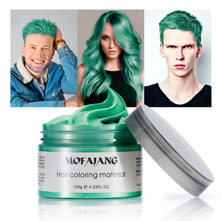 Temporary Green Hair Color Wax 4.23oz, Instant Hairstyle Mud Cream, Hair Pomades for Party, Cosplay, Nightclub, Masquerade, Halloween.(Green)