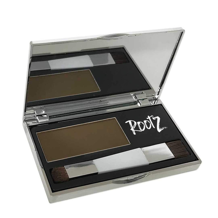 Rootz Light Brown Grey Root Touch Up Temporary Concealing Powder with Unique Dual Action Brush - Instantly Cover Grey Roots, Shape & Thicken Eyebrows