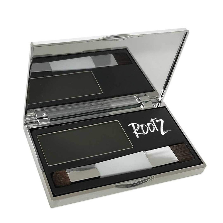 Rootz Black Grey Root Touch Up Temporary Concealing Powder with Unique Dual Action Brush - Instantly Cover Grey Roots, Shape & Thicken Eyebrows - Smu