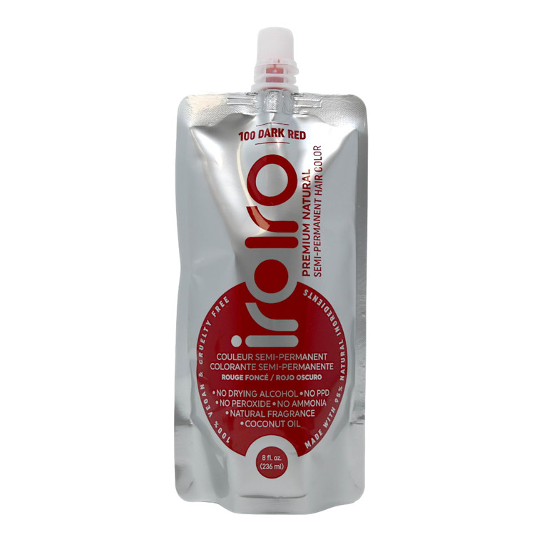 IROIRO Premium Natural Semi-Permanent Hair Color 100 Dark Red (8oz)