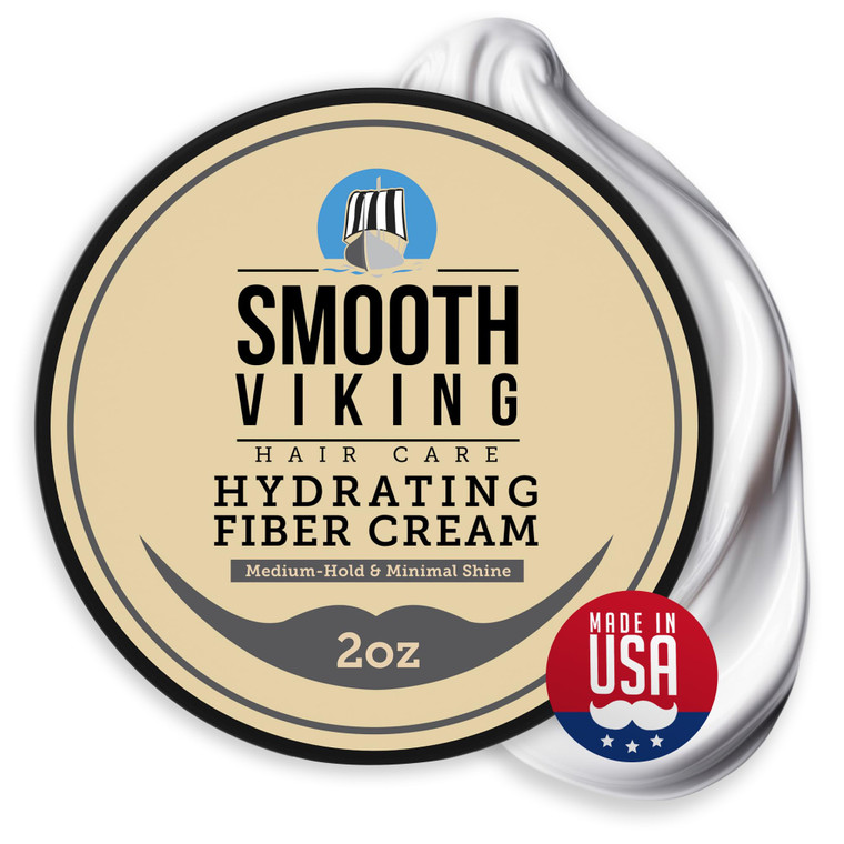 Smooth Viking Hydrating Fiber Cream for Men - Hair Gel with Flexible Styling, 2oz - Improves Hair Health, Natural Scent, Minimal Shine, Dairy-Free -