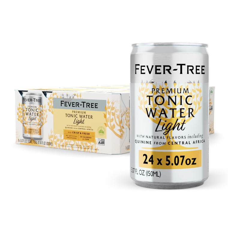 Fever-Tree Light Tonic Water  Premium Low-Calorie Mixer for Cocktails and Mocktails, 24 x 5.1 Cans  Naturally Sourced, Non-GMO