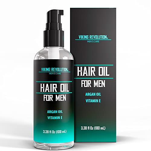 Viking Revolution Hydrating Hair Oil for Men - Mens Hair Oil Men with Vitamin E Dry Hair Oils with Argan Oil - Sunflower Seed Oil Hair Serum Repair,