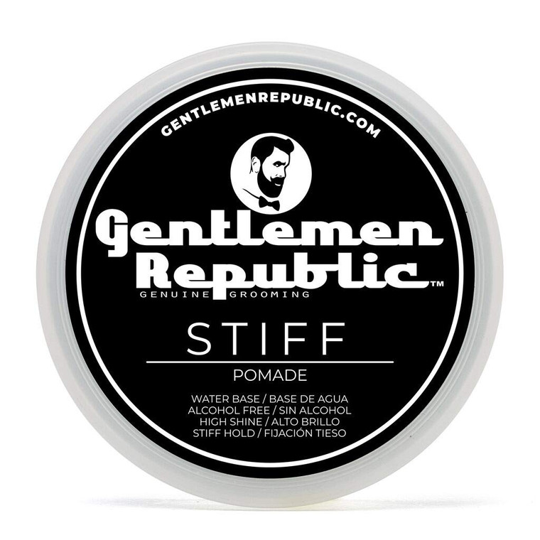Gentlemen Republic 8oz Stiff Hair Pomade - Lightweight All-Day Hold with High Shine Finish, Alcohol-Free and Paraben-Free Formula, Suitable for Thick