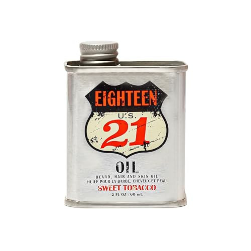 18.21 Man Made Hair, Skin & Beard Oil for Men Sweet Tobacco Scent - Non-Greasy, Conditioning Balm with Castor Seed, Jojoba, and Argan Oils - Premium