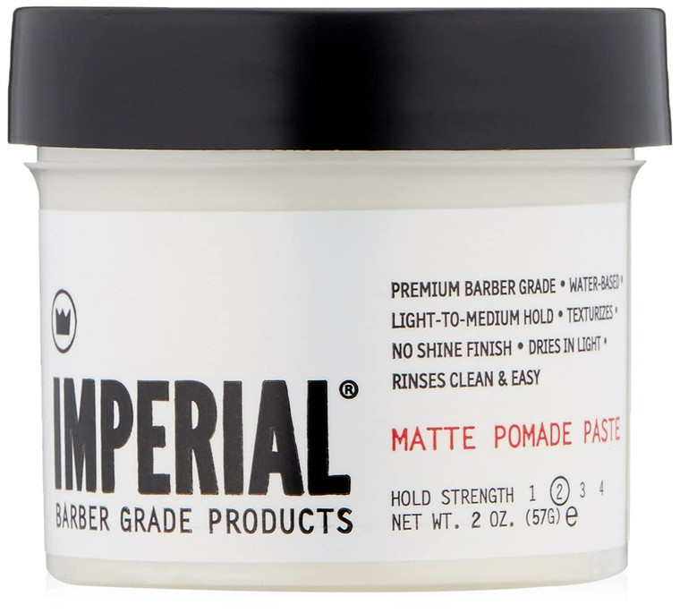 Imperial Barber Grade Products Matte Pomade Paste - Light-Medium Hold, Natural, No-Shine Finish, Non-Greasy, Add Volume - 2 oz