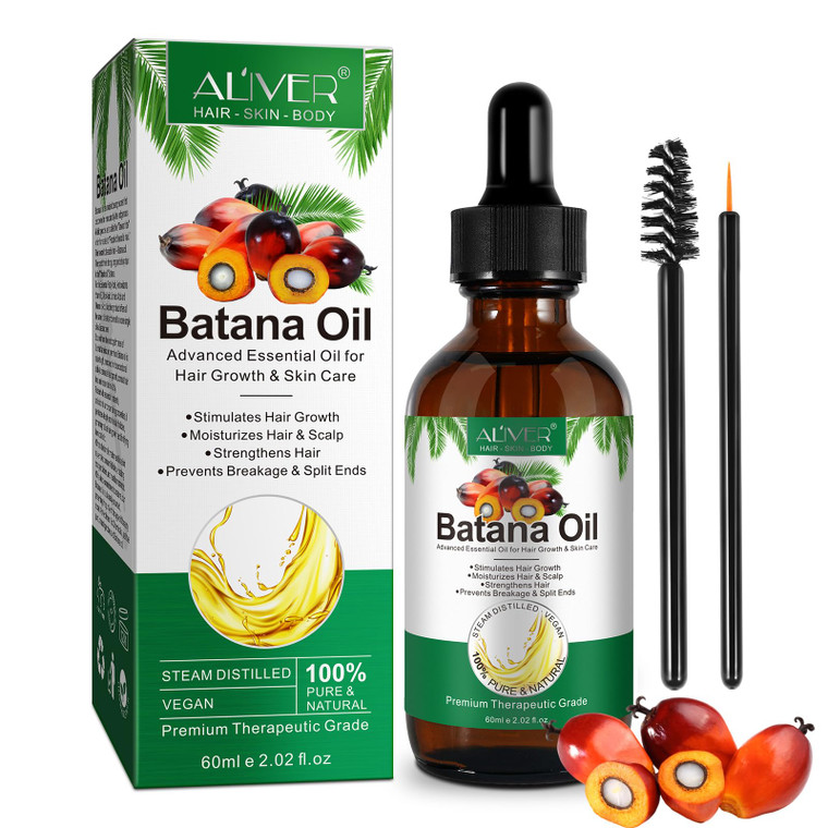 ALIVER Hair Growth Oil - 100% Natural Cold-Pressed Batana Oil, Enhances Radiance, Combats Hair Loss & Repairs Damage - 2.02 Fl Oz