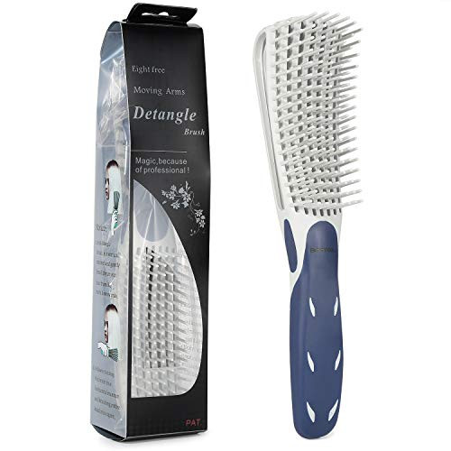 BESTOOL Detangling Brush for Curly and Natural Black Hair, Afro 3/4abc Texture, Faster and Easier Detangling of Wet or Dry Hair with No Pain (Blue)