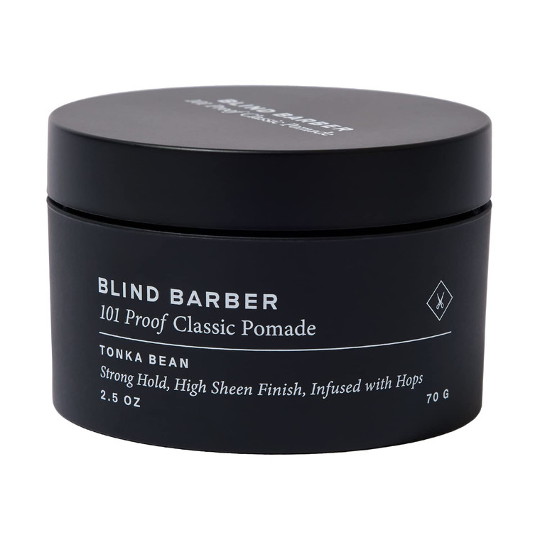 Blind Barber 101 Proof Classic Hair Pomade for Men - Water Based Pomade with Hops & Tonka Bean - Strong Hold & High Shine Finish - Paraben & Sulfate-