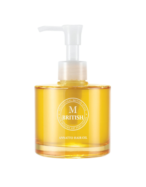 BRITISH M Annatto Hair Oil 4.73 fl. oz  Frizz-Free Shine, Deep Hydration, Natural Vegan Formula, UV Protection, Salon-Quality for All Hair Types