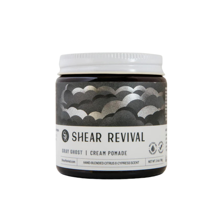 Shear Revival Gray Ghost Cream Pomade for Men & Women - Vegan, Strong Hold, Matte Finish Hair Styling Cream, For All Hair Types, 100% All Natural Ing