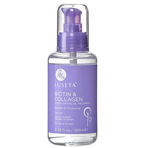 L LUSETA Biotin Hair Growth Serum with Collagen, Hair Oil for Thin and Damage Hair Growth Oil, Biotin growth serum for Frizzy & Damaged hair, Thicken
