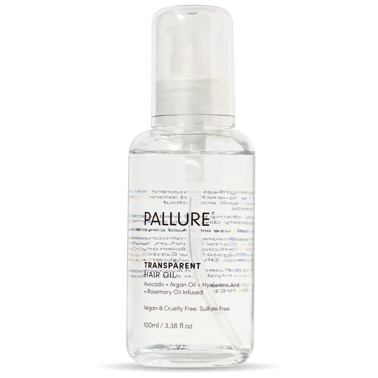 Pallure Transparent Hair Oil Treatment, To Support Thicker, Voluminous, Fuller Looking Hair, Infused with Hyaluronic Acid, Biotin, Avocado and Rosema