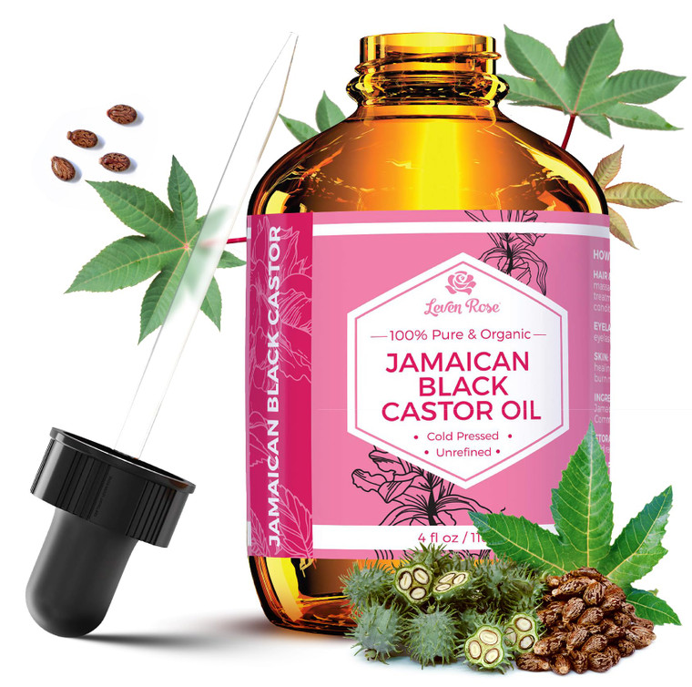 Leven Rose Jamaican Black Castor Seed Oil, Jamaican Black Castor Oil for Hair Growth, 100% Natural, Pure Organic Serum, Scalp Oil Treatment, Skin Soo