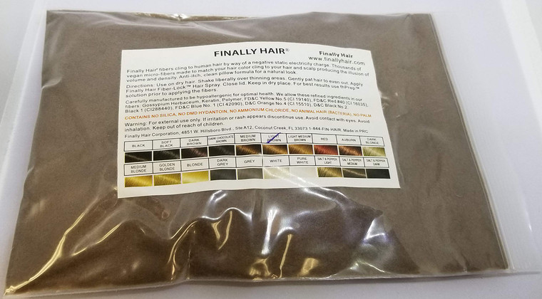 Finally Hair Fibers Refill Bag - 56 Grams of Premium Hair Loss Concealer in a Refill Bag (Light Brown)