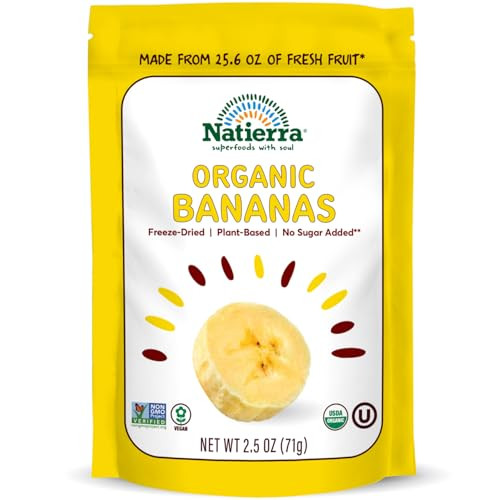 NATIERRA Organic Freeze-Dried Bananas USDA Certified Organic, Vegan & Non-GMO 2.5 Ounce (Pack of 1)