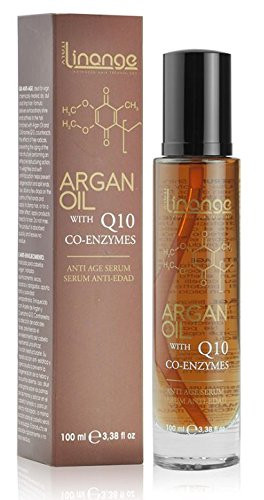 LINANGE Anti Age Serum with Argan Oil and Q10 Co-enzymes 3.38 Oz - Free Starry Lip Plumping Gloss 10ml