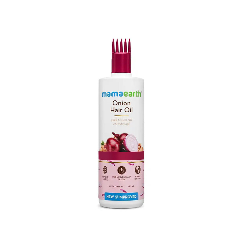 Mamaearth Onion Hair Oil | Natural & Organic Anti Hair Loss & Hair Fall Control Oil with Redensyl | for Color Treated & All Hair Types | 8.45 Fl Oz (