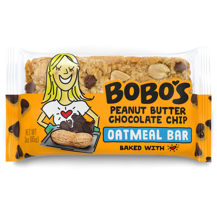 Bobo's Peanut Butter Chocolate Chip Oat Bars, Gluten Free, Non-GMO, Whole Grain Oats, Pack of 12 | Snack Bars | On-the-Go | Made with Simple Ingredie