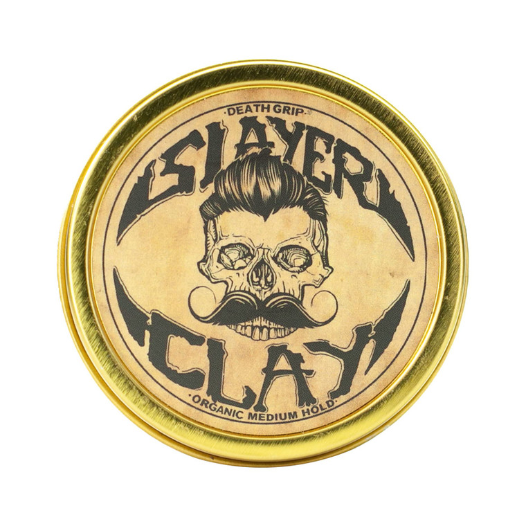 Hair Clay For Men - Slayer Clay Organic Medium Hold 2 Ounce Tin - Like Pomade Cream Or Gel - Shine Free & Non Greasy - Anti Dandruff & Easy To Use Me