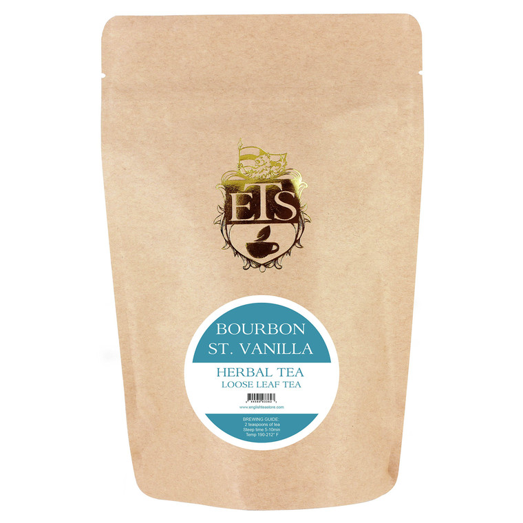 Bourbon St Vanilla Rooibos Caffeine Free Tea Pouches - 4oz | Loose Leaf Herbal Blend with Sweet Vanilla Almond Flavor | Naturally Smooth & Aromatic R