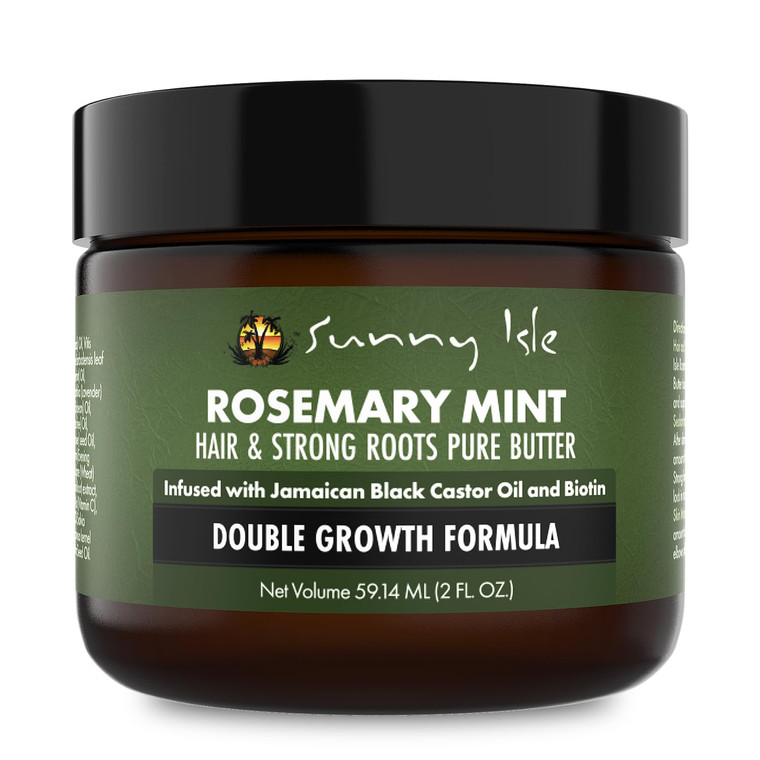Sunny Isle Rosemary Mint Hair and Strong Roots Butter 2oz | Infused with Biotin & Jamaican Black Castor Oil | Strengthen and Nourish Hair | Dry Scalp