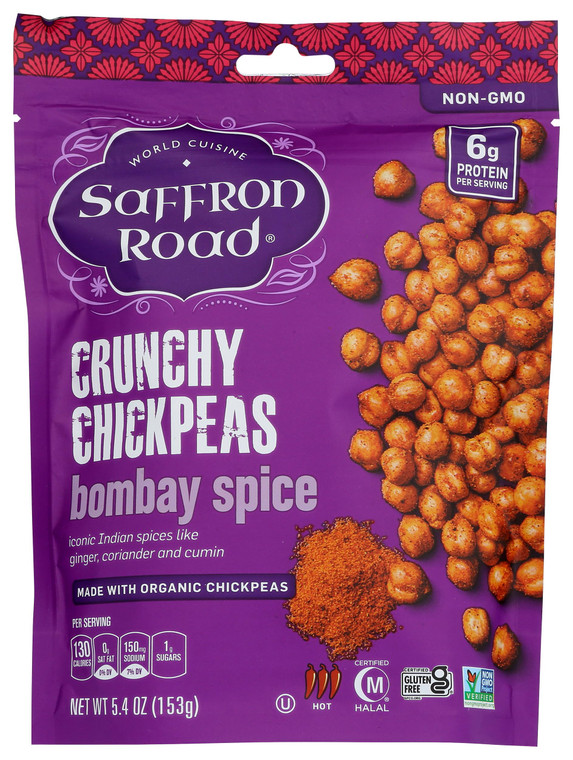 Saffron Road Bombay Spice Crunchy Chickpea Snack, 6oz - Gluten Free, Non-GMO, Halal, Kosher, Vegan