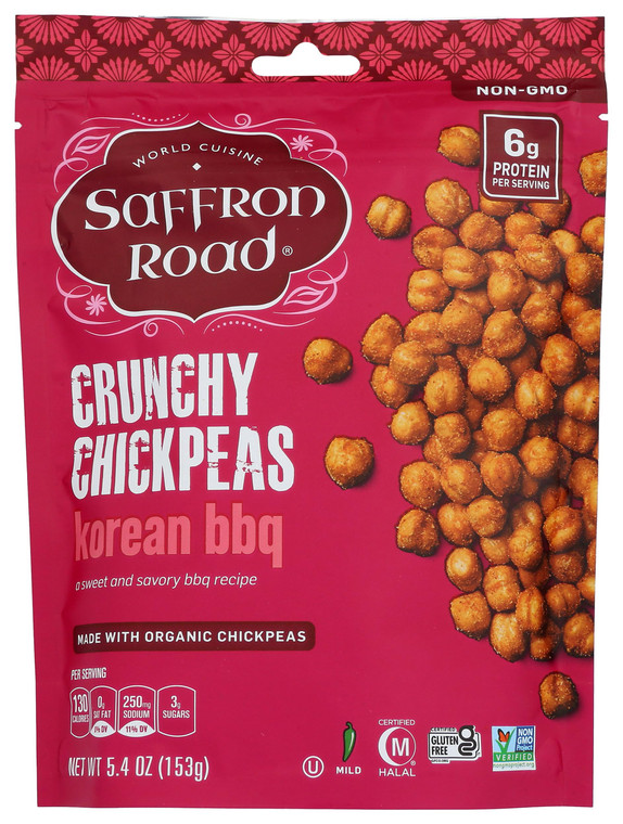 Saffron Road Korean BBQ Crunchy Chickpea Snack, 6oz - Gluten Free, Non-GMO, Halal, Kosher, Vegan