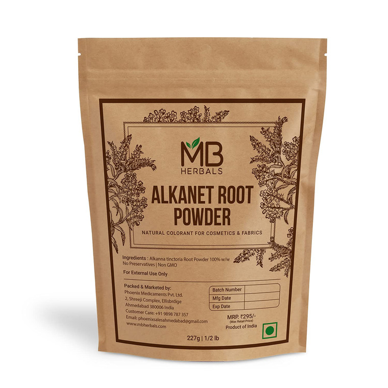 MB Herbals Alkanet Root Powder 8 oz / 227 Gram | Alkanet Powder | Ratanjot/Alkanna tinctoria | Natural Coloring Agent for Cosmetics & Fabrics | Hair