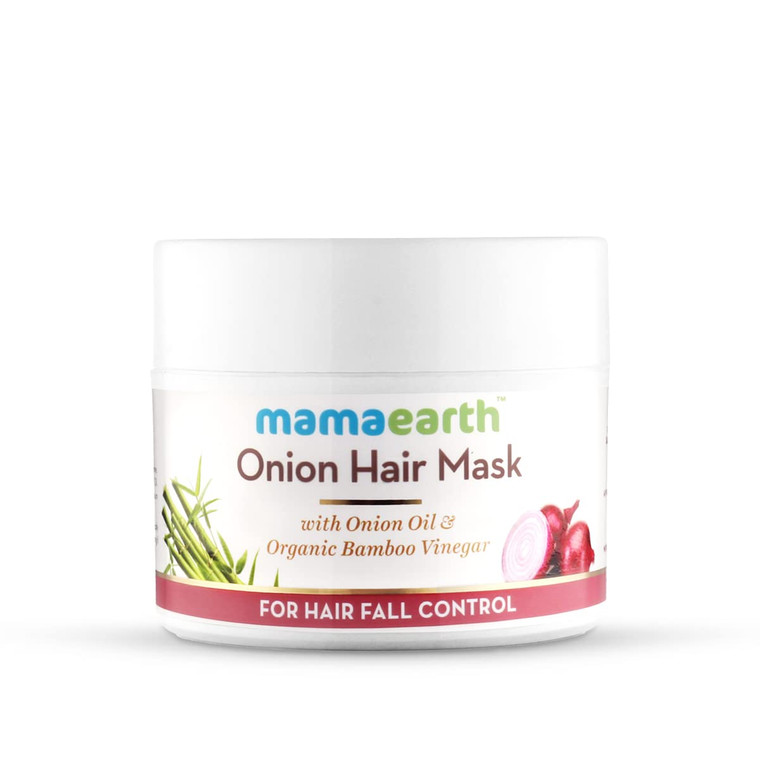 Mamaearth Onion Oil Hair Mask with Organic Bamboo Vinegar | Controls Hair Fall & Damage | Strengthens Roots | Nourishing Formula for Healthy Scalp |