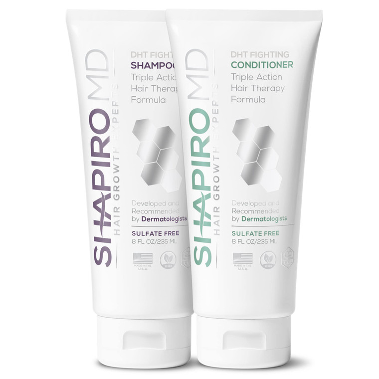 Shapiro MD Hair Growth Experts Hair Loss Shampoo and Conditioner, DHT Fighting Vegan Formula for Thinning Hair Developed by Dermatologists, Experienc