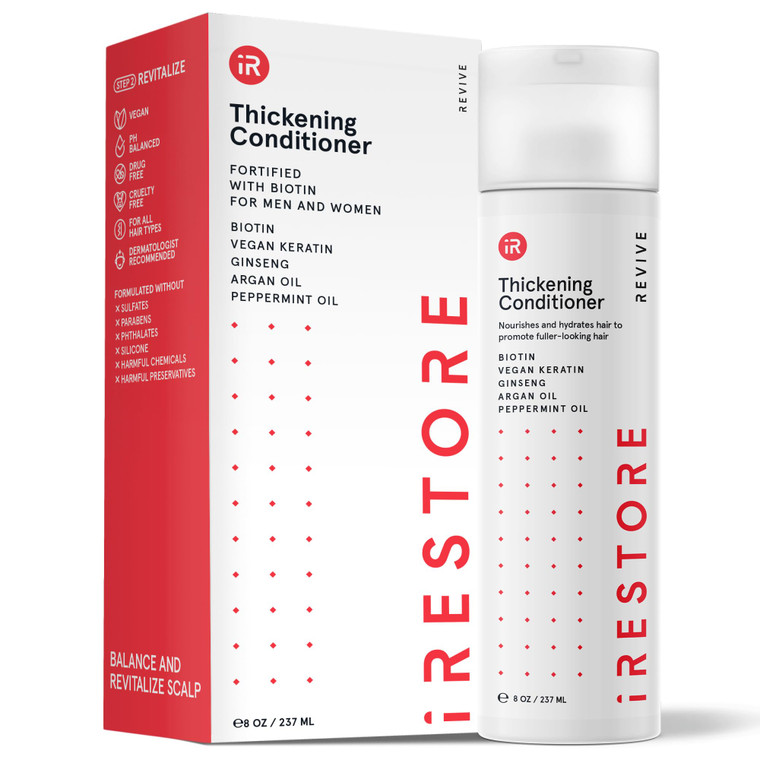 iRESTORE Biotin Hair Conditioner for Damaged Dry Hair - Good for Fine Hair Growth, Volumizing Thickening Conditioner with Ginseng & Argan Oil to Mois