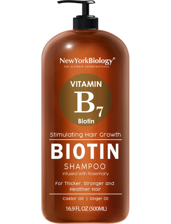 New York Biology Biotin Shampoo for Growth and Thinning Hair - Thickening Formula for Loss Treatment - For Men & Women - Anti Dandruff - 16.9 fl Oz