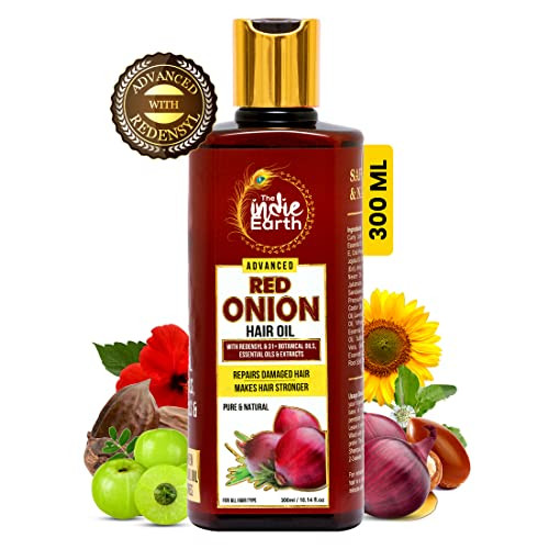 Red Onion Hair Growth Oil - Anti Hair Fall Enriched with 29+ Natural Herbs, Extracts & Oils Including Argan, Jojoba, Rosemary & Black Seed - 200ml