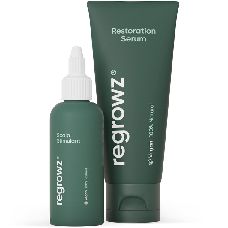 Regrowz Hair Growth Thickening Treatment Set - Advanced Scalp Stimulant & Restoration Serum - Natural Anti Hair Loss Thinning Care, Promote Fullness