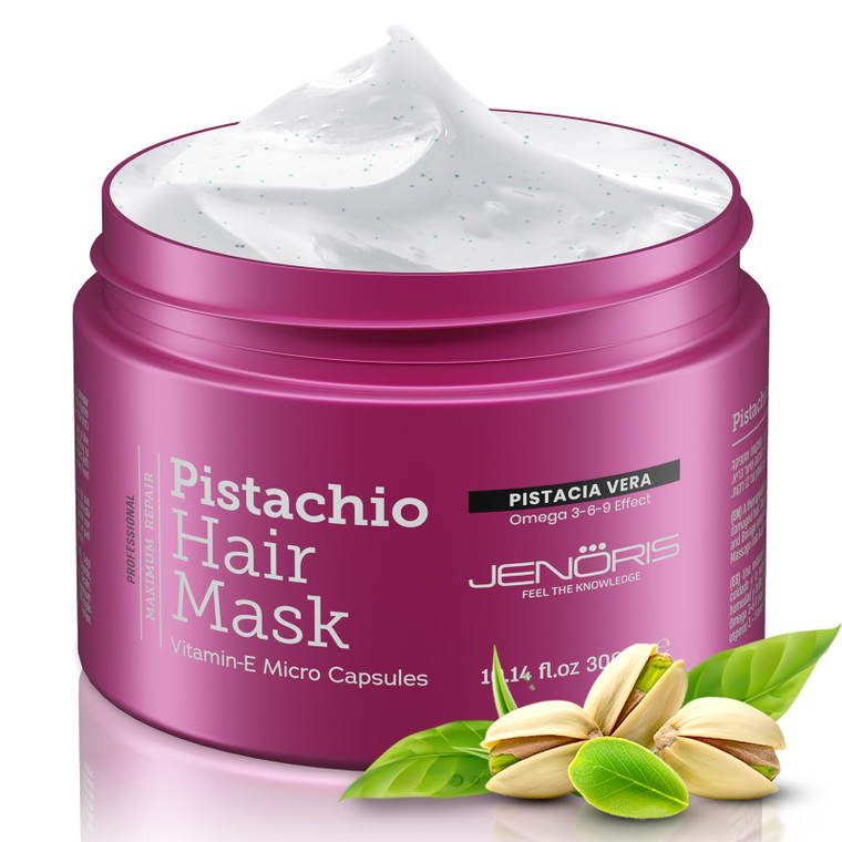 Jenoris Pistachio Hair Mask for Dry Damaged Hair  Deep Conditioning Hair Mask Treatment with Pistachio Oil & Vitamin E, For Color-Treated Hair, For