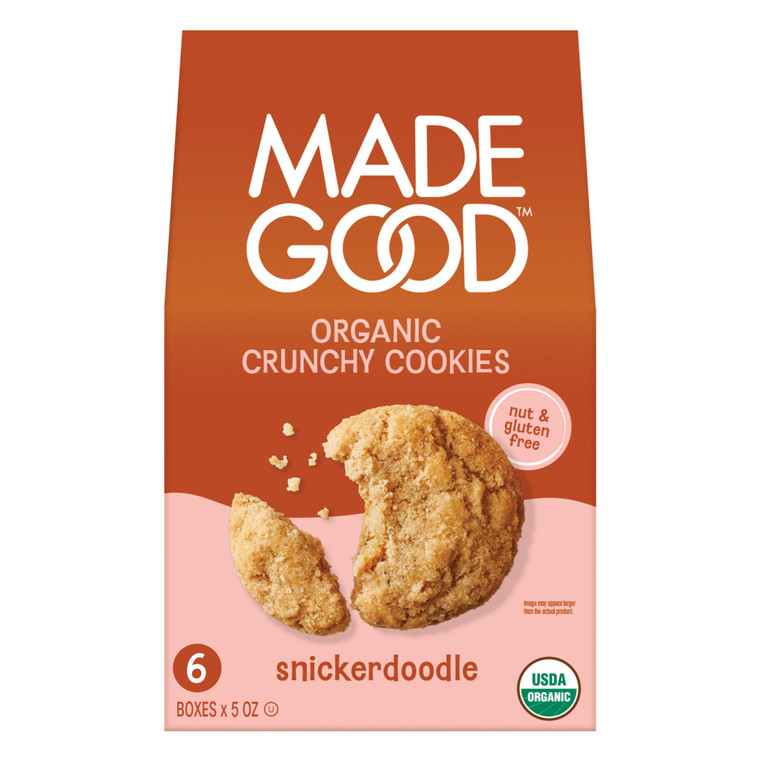 MadeGood Snickerdoodle Crunchy Cookies (6 Boxes, 7oz Each) Organic and Gluten Free Snacks