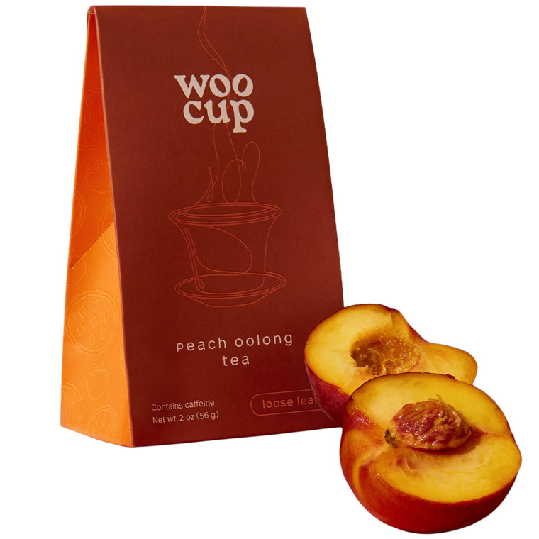 Woocup Peach Oolong Tea  Loose Leaf Oolong, 2 oz | Cold Brew & Hot Brew | Naturally Flavored Fruit Tea | Fair Trade, Non-GMO, Whole Leaf