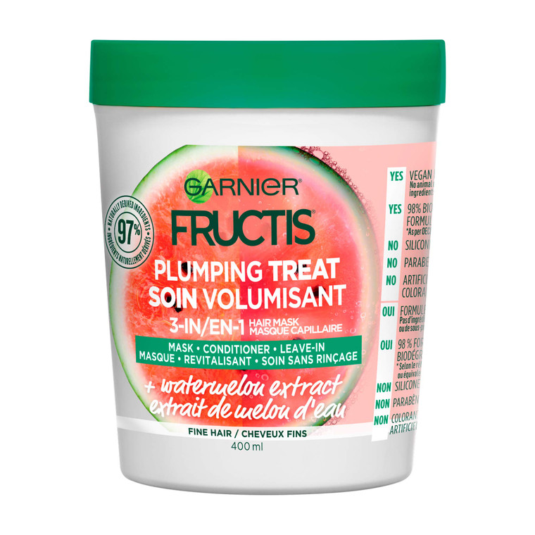 Garnier Fructis Plumping Treat 3-In-1 Hair Mask with Watermelon Extract