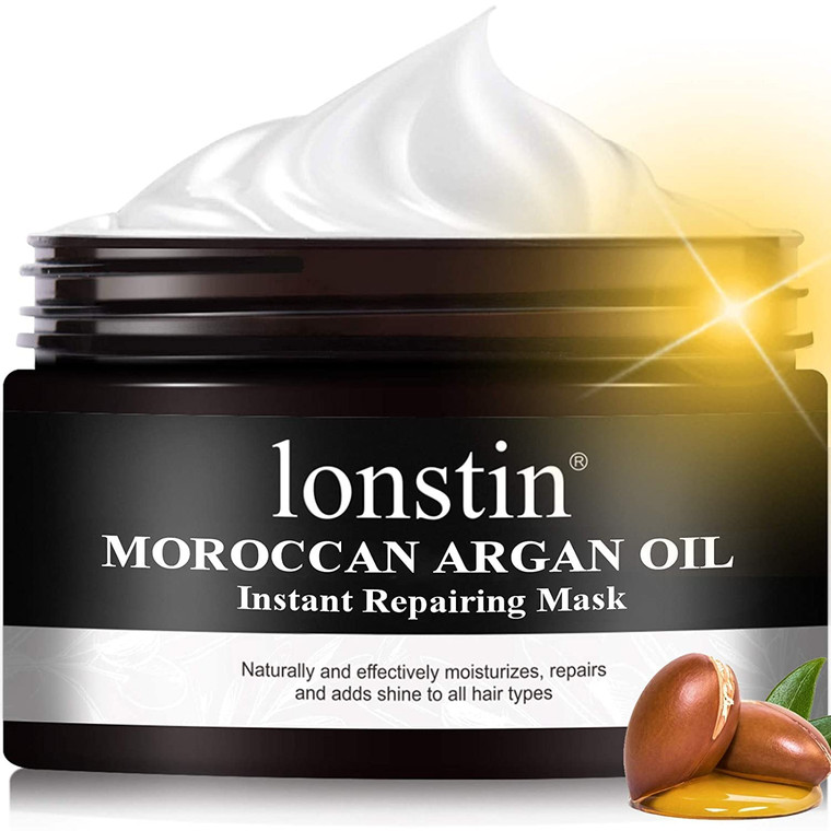 lonstin Hair Treatment Mask, Argan Oil Hair Mask Deep Conditioner Keratin Hair Mask Treatment for Dry Damaged Hair, Anti-Frizz & Split Ends, Hydratin