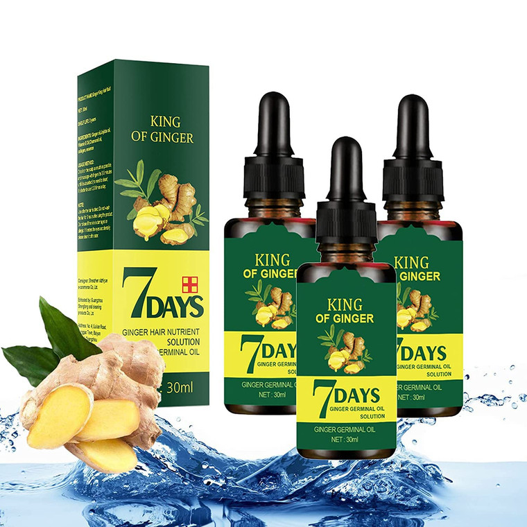 Ginger Hair Growth Germinal Oil, Regrow 7 Days Ginger Germinal Serum for Nourishing Hair Roots, 30ML (3pcs)