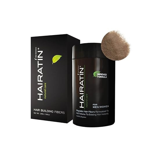 HAIRATIN Building Fibers for Thinning Hair, Light Brown, 28G - Achieve Fuller, Natural Looking Results, Instantly Conceals Hair Loss in 10 Seconds, T