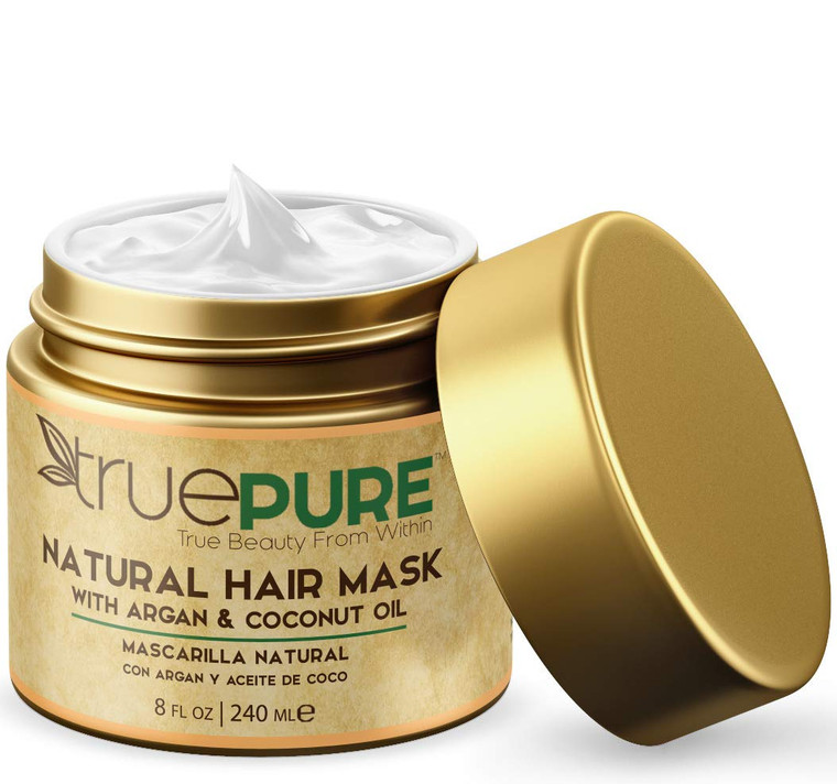 TruePure Argan Oil Hair Mask Conditioner for Dry Damaged Hair - Deep Conditioning Hydrating Hair Repair Treatment with Coconut, Caffeine, Jojoba - St